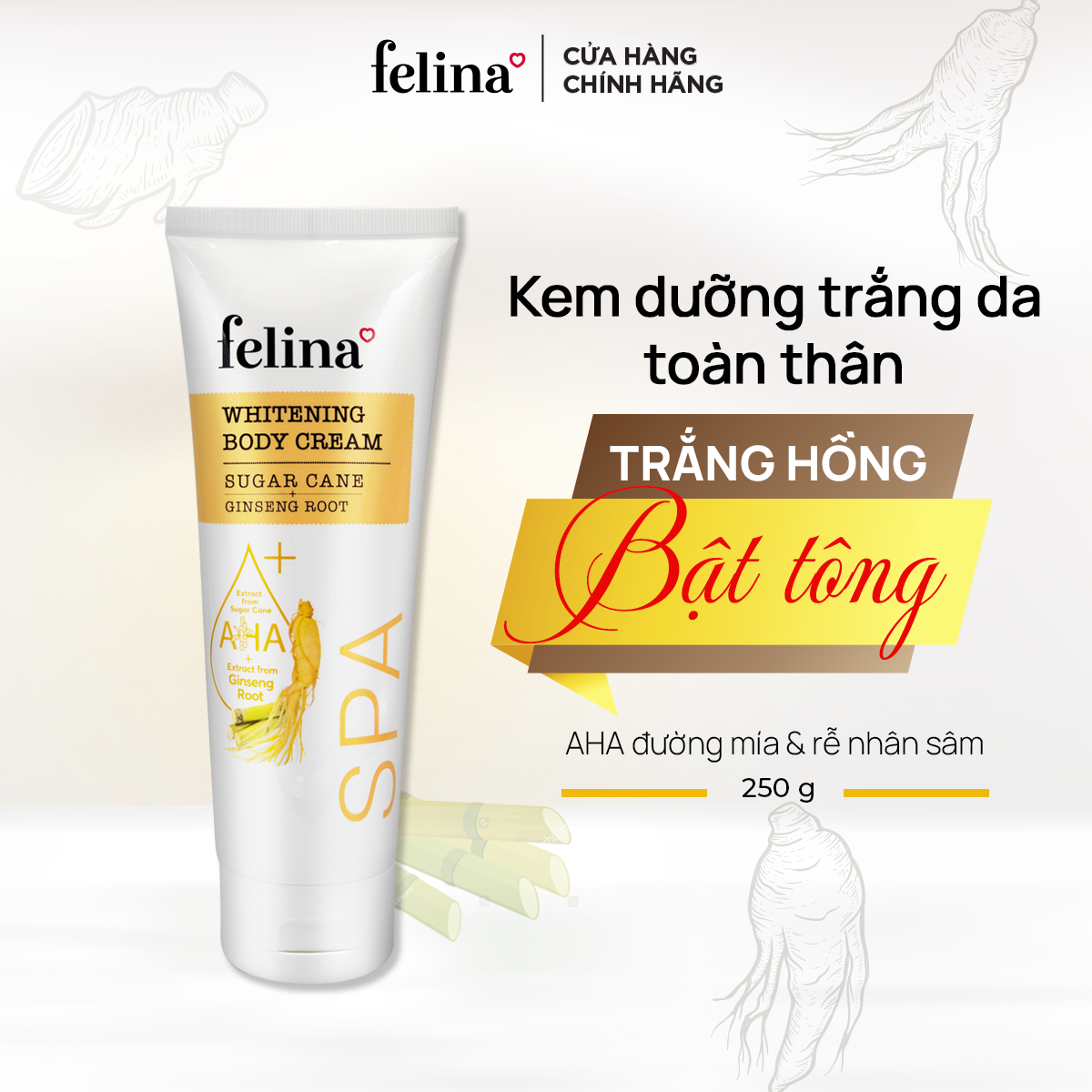 Felina Whitening Body Cream - Sugar Cane Ginseng Root: