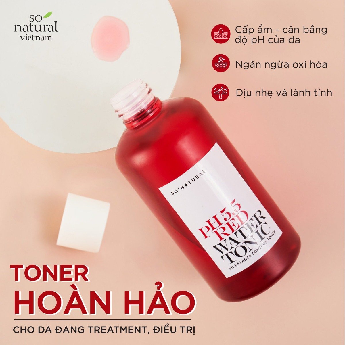 Nước Hoa Hồng So'Natural Red Peel PH 5.5 Red Water Tonic 250m