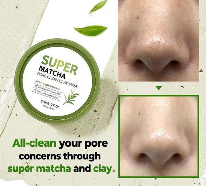 Mặt Nạ Đất Sét Some By Mi Super Matcha Pore Clean Clay Mask cải thiện tình trạng mụn đầu đen hiệu quả