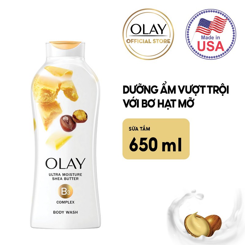 Sữa Tắm Olay Ultra Moisture Shea Butter Body Wash dưỡng ẩm vượt trội với Bơ Hạt Mỡ