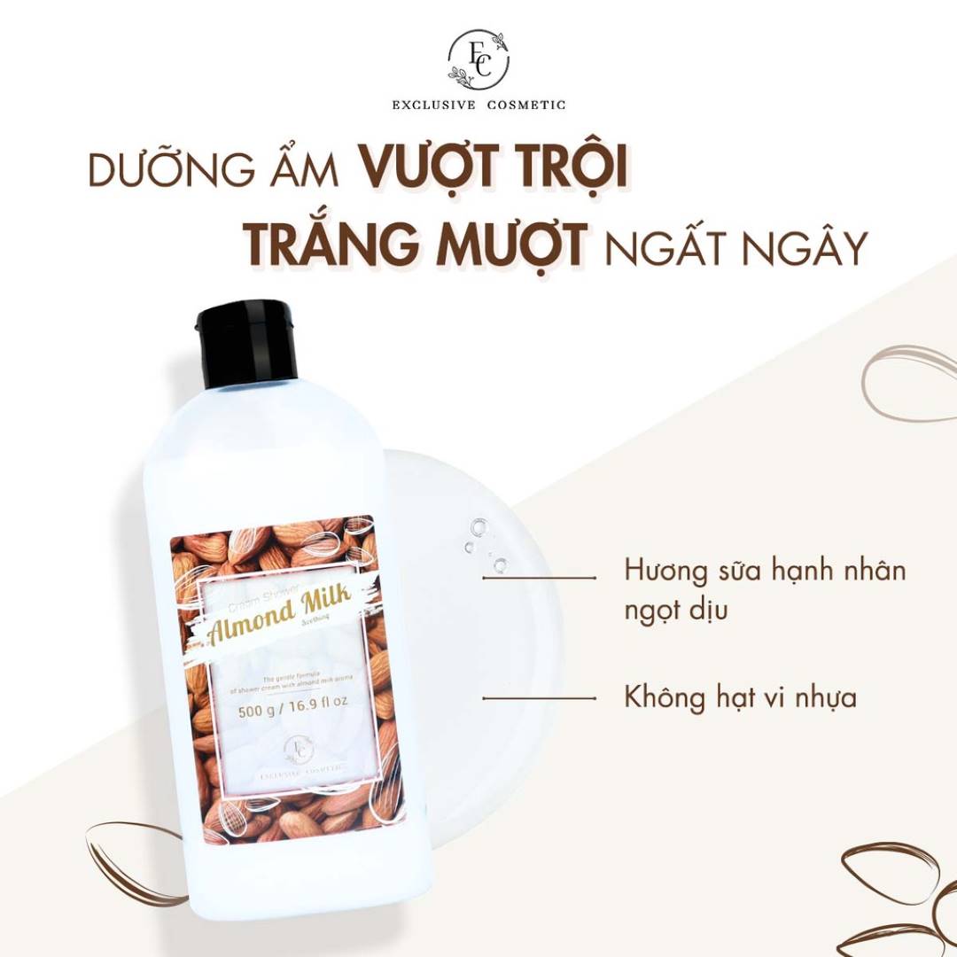 Sữa Tắm Làm Sáng Và Mềm Mại Da Exclusive Cosmetic Cream Shower Almond Milk 500g