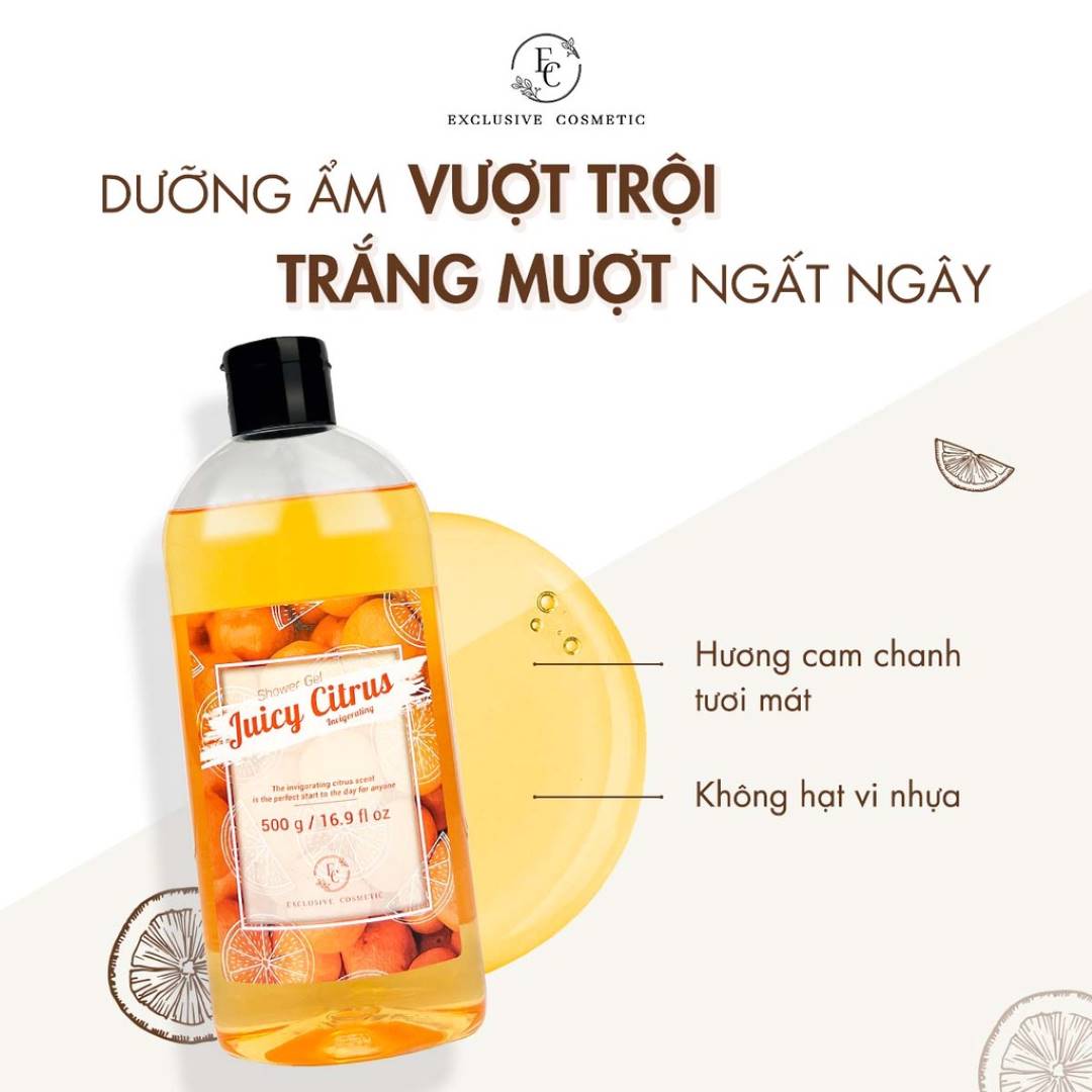 Sữa Tắm Làm Sáng Da Exclusive Cosmetic Shower Gel Juicy Citrus 500g