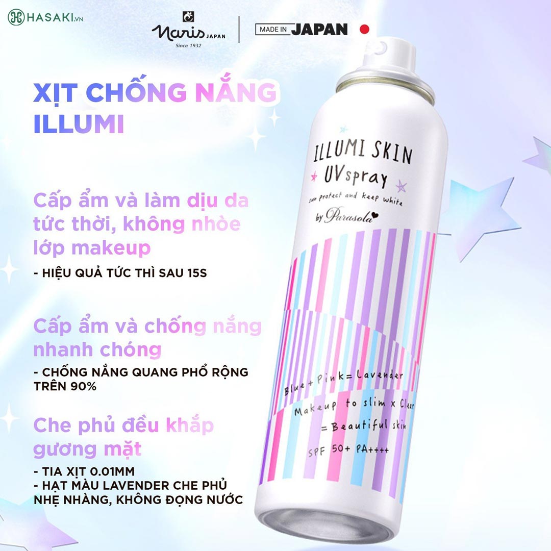 Xịt chống nắng Naris Illumi Skin UV Spray SPF50+ PA++++