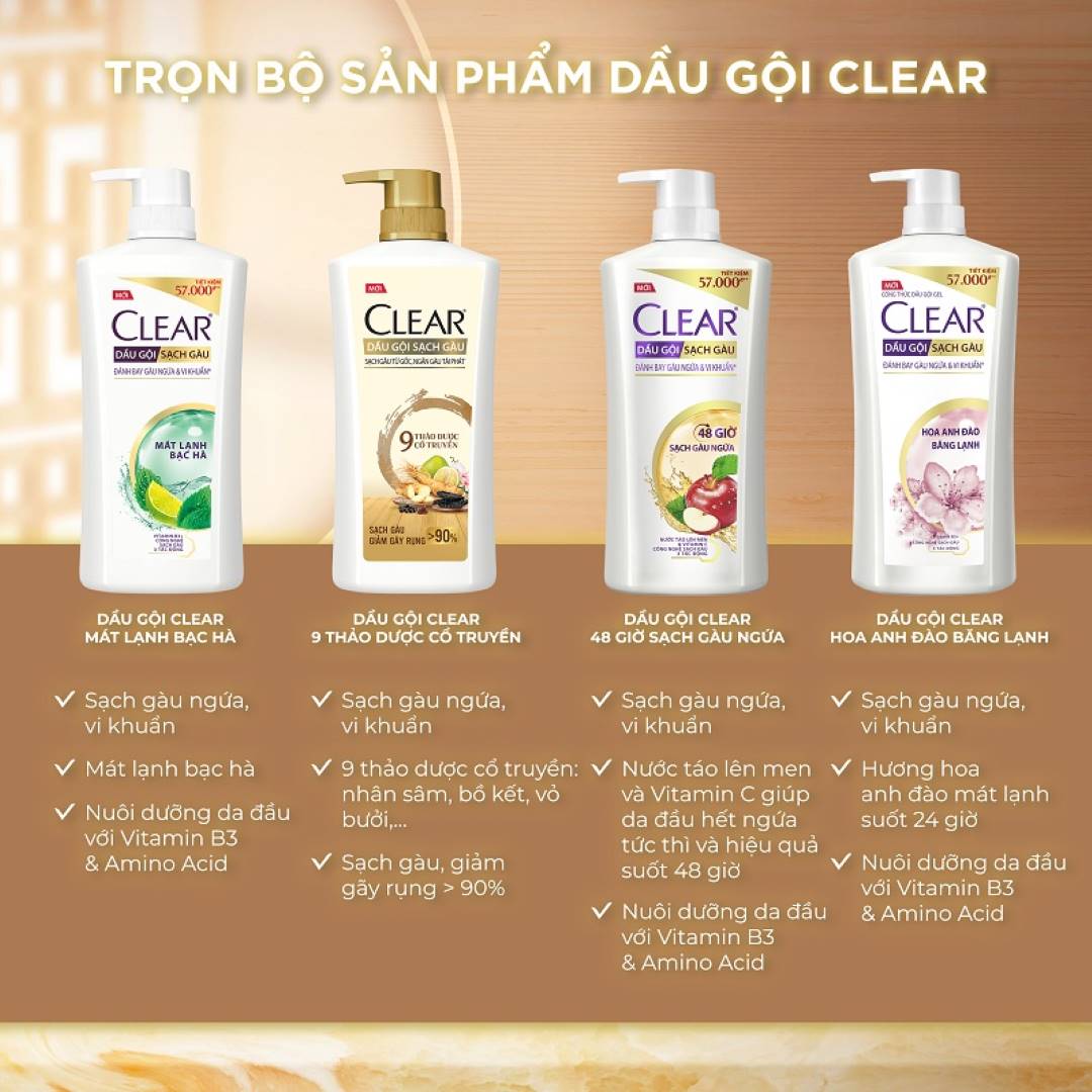 Trọn bộ sản phẩm Dầu Gội Clear Sạch Gàu nay đã có mặt tại Hasaki với 4 phân loại cho bạn lựa chọn.
