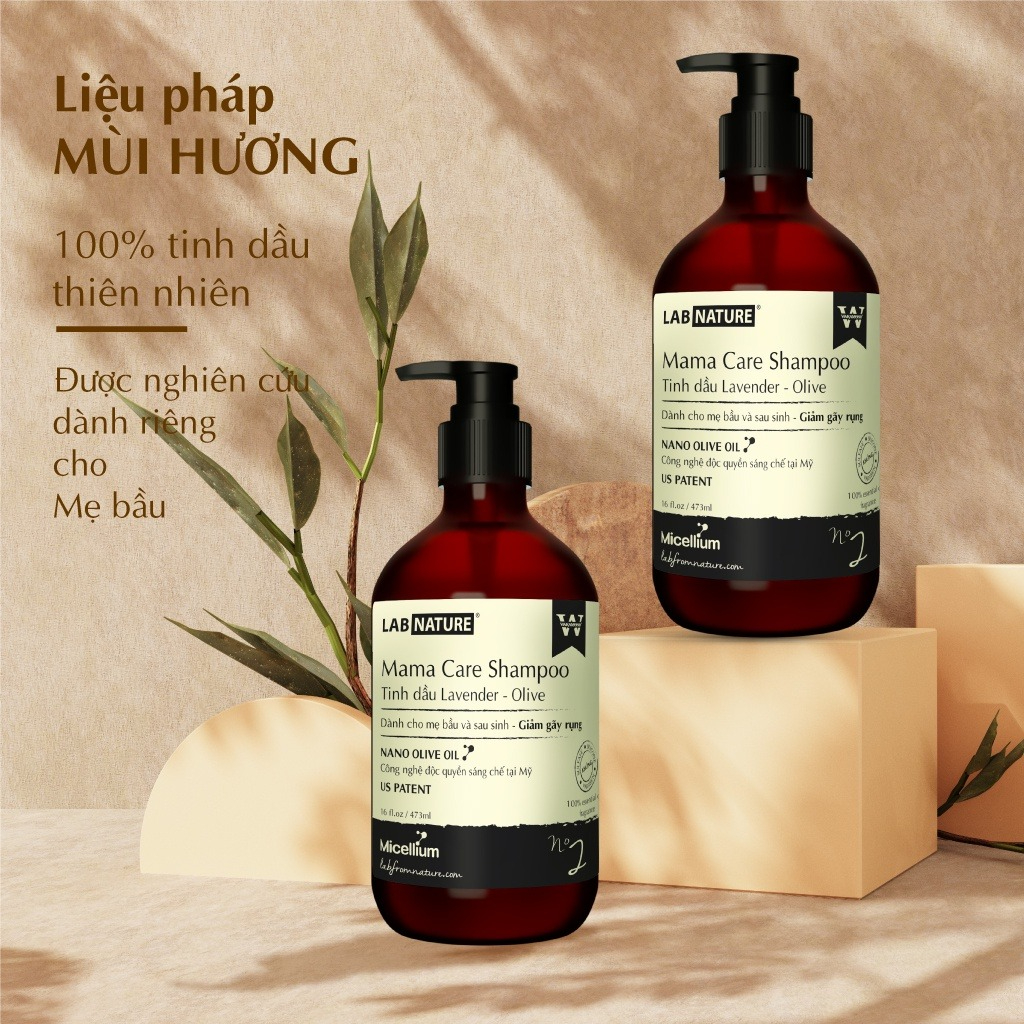 Dầu Gội Lab Nature Cho Mẹ Bầu và Sau sinh Mama Care Shampoo 473ml thiên nhiên olive lavender