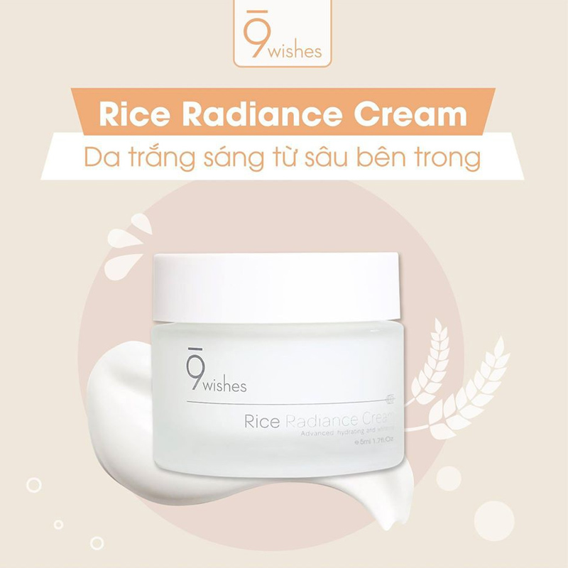 Kem Dưỡng 9Wishes Chiết Xuất Gạo Cấp Ẩm & Làm Sáng Da Rice Radiance Cream 50ml