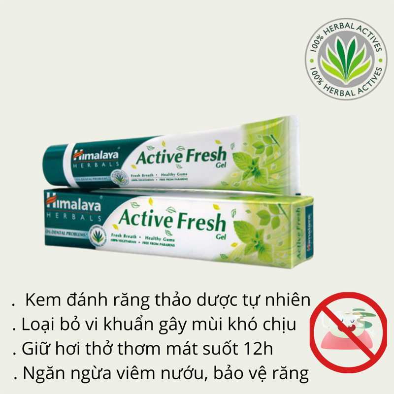 Kem Đánh Răng Thảo Mộc Himalaya Herbals Active Fresh Toothpaste 100g